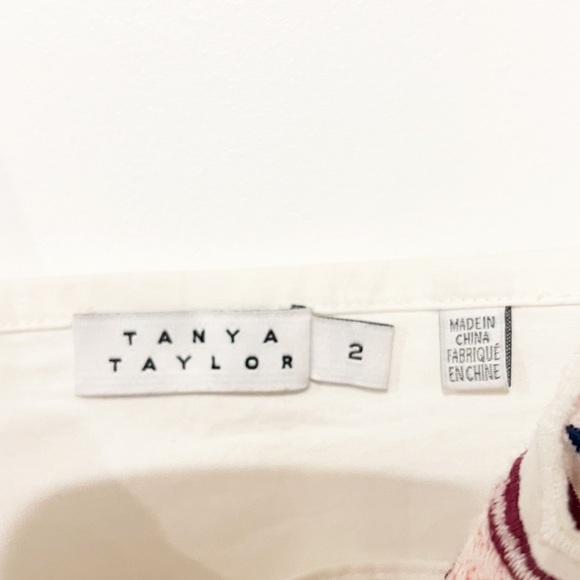 Tanya Taylor Marja Embroidered Floral Cold Shoulder Cotton White Blouse Size 2 - Picture 3 of 8